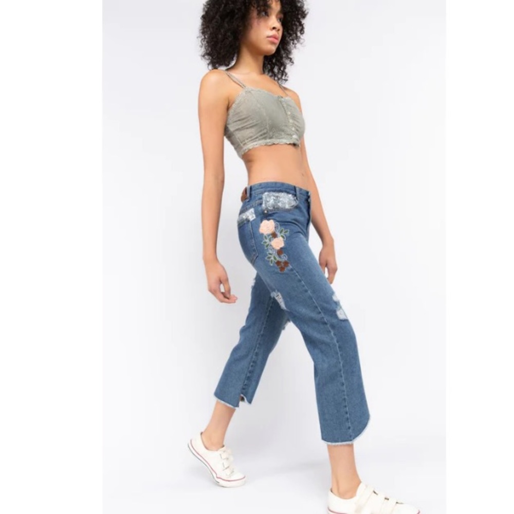 POL Anthropologie Embellished Cropped Jeans